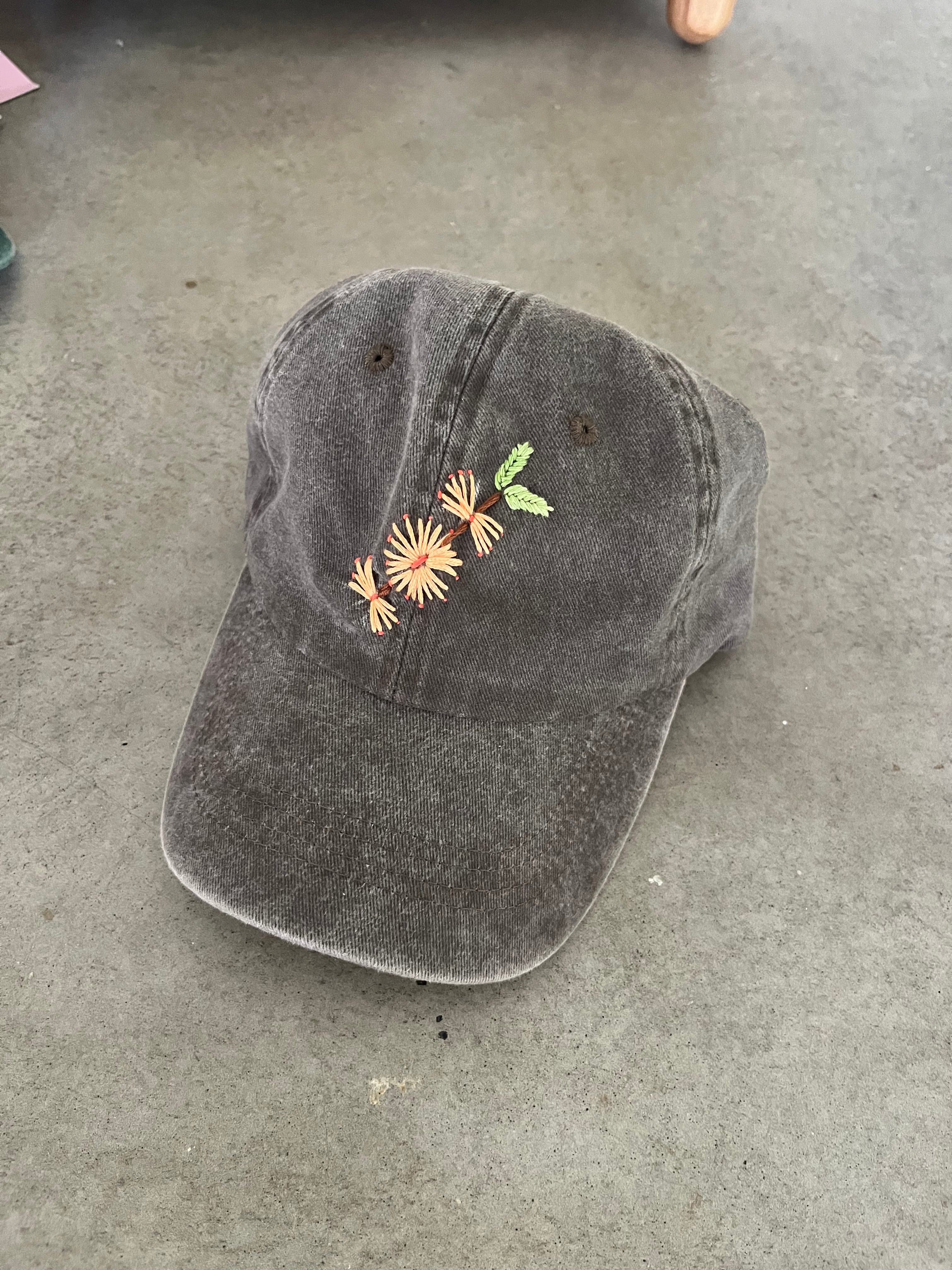 Brown Australiana Cap-  apricot BOTTLEBRUSH